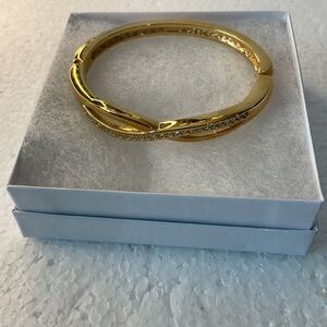 Vintage Roman hinged bangle bracelet cubic zirconia rhinestone crystals infinity
